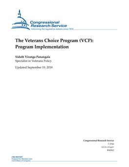 The Veterans Choice Program (VCP): Program Implementation