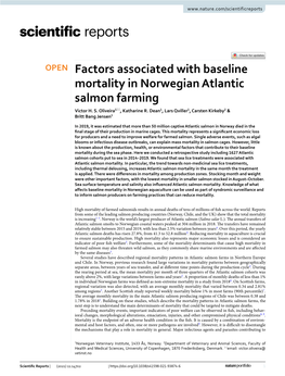 Factors Associated with Baseline Mortality in Norwegian Atlantic Salmon Farming Victor H