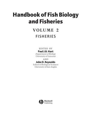 Handbook of Fish Biology and Fisheries VOLUME 2 FISHERIES