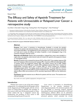 The Efficacy and Safety of Apatinib Treatment for Patients With