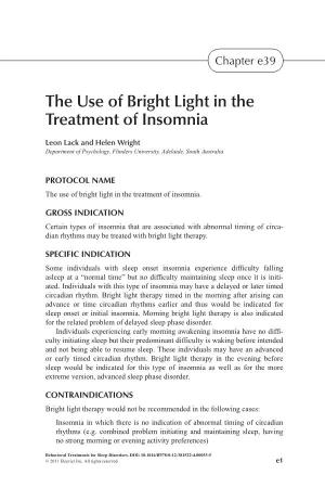 The Use of Bright Light in the Treatment of Insomnia