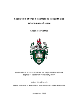 Regulation of Type I Interferons in Health and Autoimmune Disease