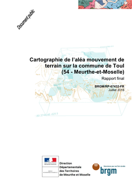 Cartographie De L'aléa Mouvement De Terrain Sur La Commune De Toul