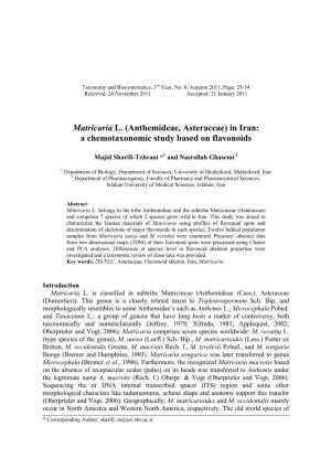 Matricaria L. (Anthemideae, Asteraceae) in Iran: a Chemotaxonomic Study Based on Flavonoids
