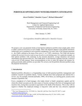 Portfolio Optimization with Drawdown Constraints