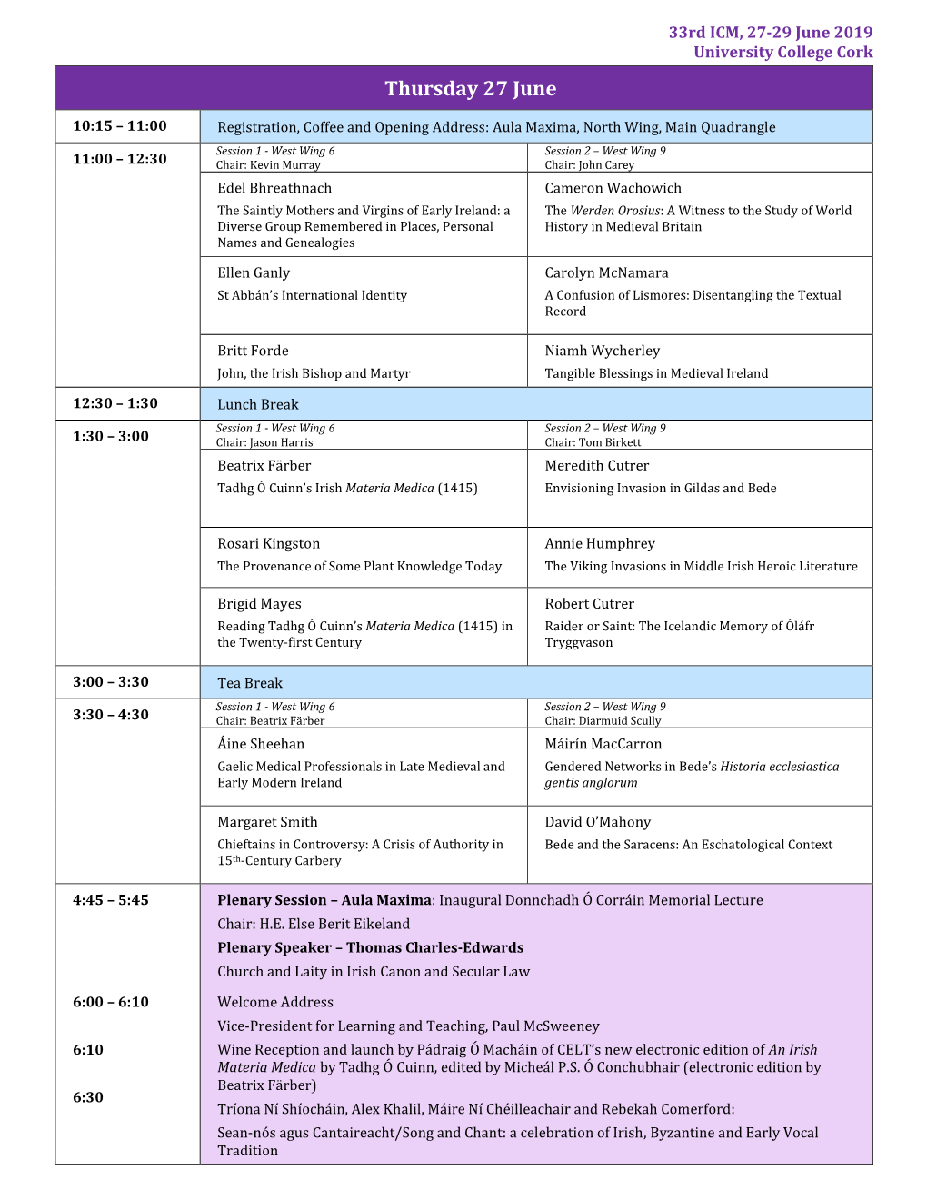 Conference Agenda