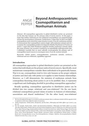 Cosmopolitanism and Nonhuman Animals ANGIE PEPPER
