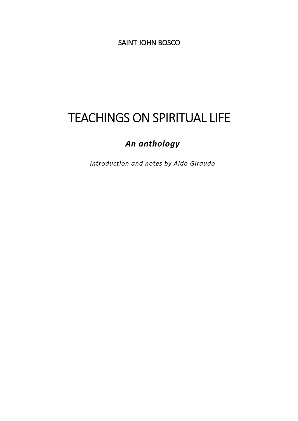 Teachings on Spiritual Life