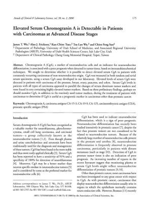 Elevated Serum Chromogranin a Is Detectable in Patients with Carcinomas at Advanced Disease Stages