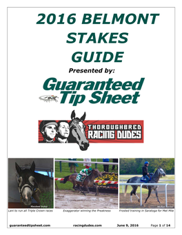 2016 BELMONT STAKES GUIDE Presented By