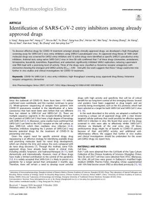 Identification of SARS-Cov-2 Entry Inhibitors Among Already Approved