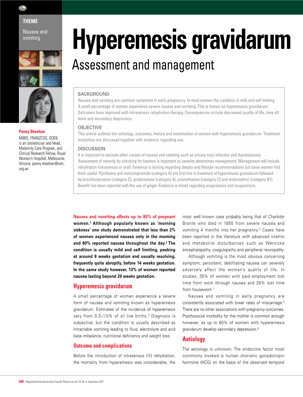 Hyperemesis Gravidarum – Assessment and Management