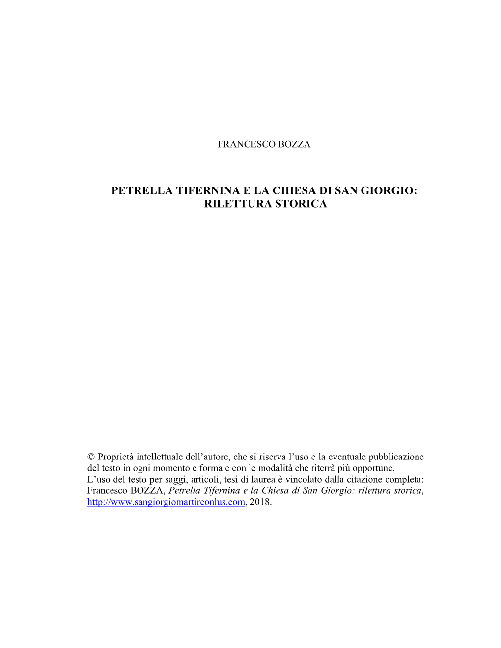 Da Tifernum a Limosano: Solo Una Ipotesi Storica