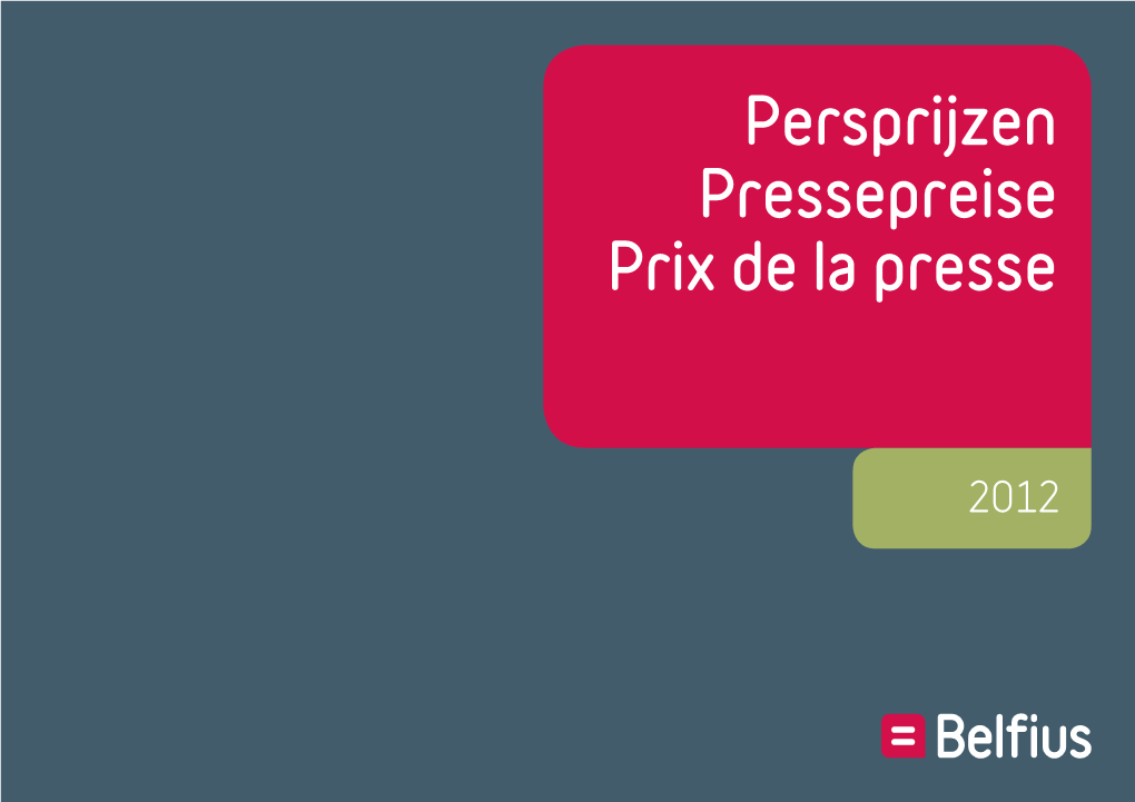 Persprijzen Pressepreise Prix De La Presse