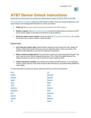 AT&T Device Unlock Instructions