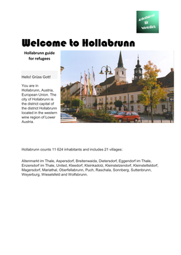 Welcome to Hollabrunn Hollabrunn Guide for Refugees
