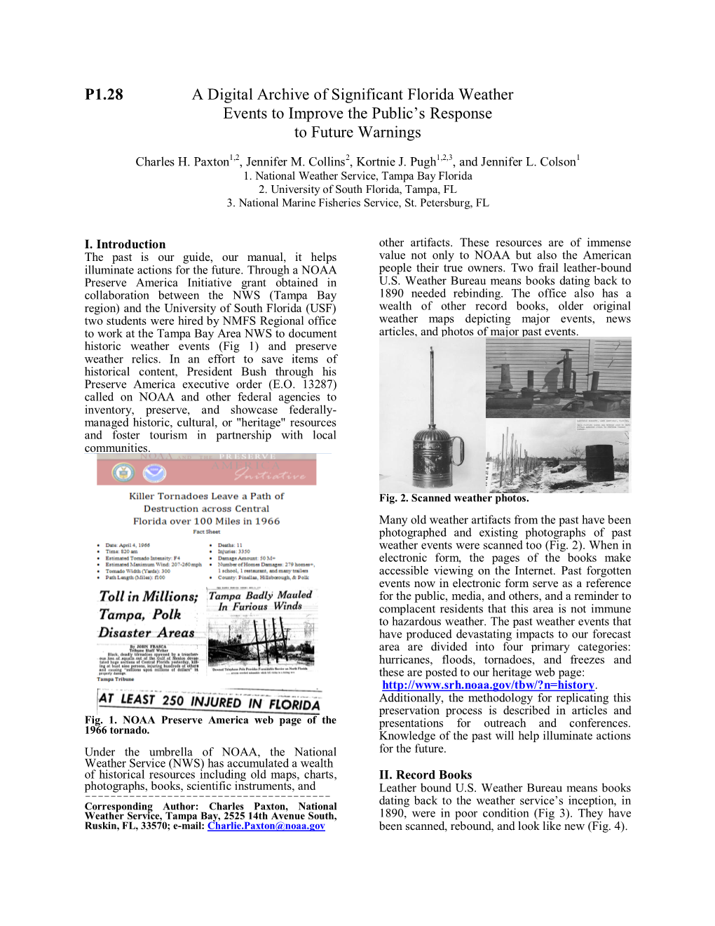 P1.28 a Digital Archive of Significant Florida Weather Events to Improve the Public’S Response to Future Warnings