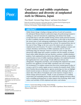 Coral Cover and Rubble Cryptofauna Abundance and Diversity at Outplanted Reefs in Okinawa, Japan