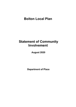Bolton Local Plan Statement of Community Involvement