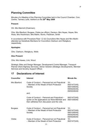 Planning Committee 17 Declarations of Interest