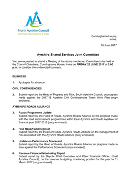 Ayrshire Shared Services Joint Committee