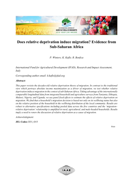 Does Relative Deprivation Induce Migration? Evidence from Sub-Saharan Africa