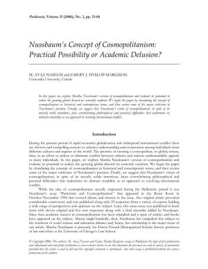 Nussbaum's Concept of Cosmopolitanism