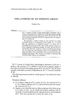Abstract the P-PERIOD of an INFINITE GROUP
