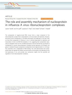 The Role and Assembly Mechanism of Nucleoprotein in Influenza a Virus
