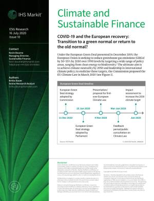 Climate and Sustainable Finance