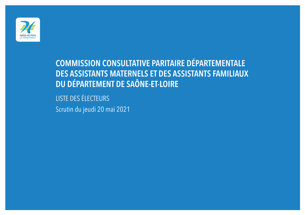 LISTE DES ÉLECTEURS Scrutin Du Jeudi 20 Mai 2021