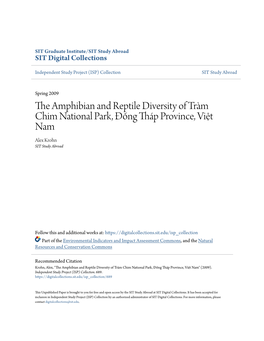 The Amphibian and Reptile Diversity of Tràm Chim National Park, Đống Tháp Province, Việt Nam Alex Krohn SIT Study Abroad