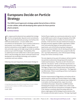 Europeans Decide on Particle Strategy