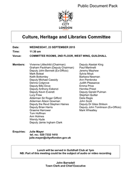 Agenda Document for Culture, Heritage and Libraries Committee