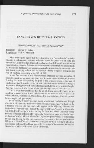 Hans Urs Von Balthasar Society