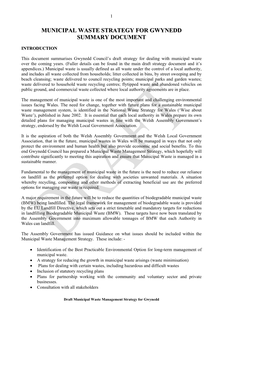 Municipal Waste Strategy for Gwynedd Summary Document