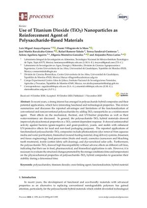 Use of Titanium Dioxide (Tio2) Nanoparticles As Reinforcement Agent of Polysaccharide-Based Materials