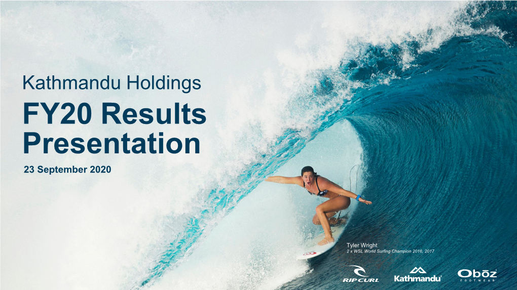 FY20 Results Presentation 23 September 2020