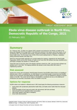 Ebola Virus Disease Outbreak in North Kivu, DRC, 2021