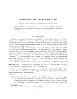 Determinants of Amphichiral Knots