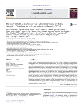 The Utility of P300 As a Schizophrenia Endophenotype and Predictive Biomarker: Clinical and Socio-Demographic Modulators in COGS-2