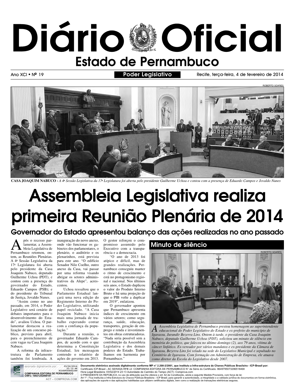 Assembleia Legislativa Realiza Primeira Reunião Plenária De 2014