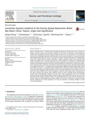 Lacustrine Massive Mudrock in the Eocene Jiyang Depression, Bohai Bay Basin, China: Nature, Origin and Signiﬁcance