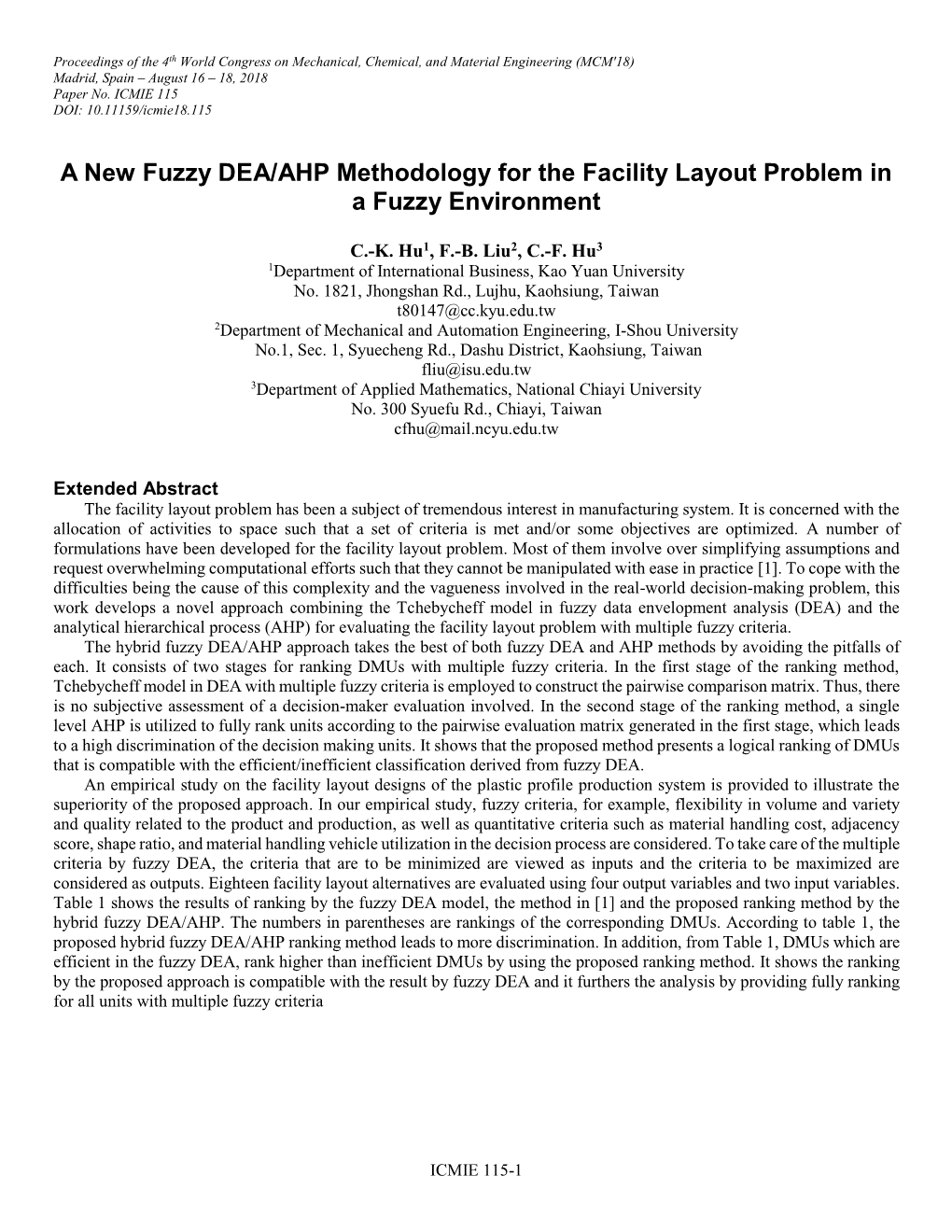 A New Fuzzy DEA/AHP Methodology for the Facility Layout Problem in a Fuzzy Environment