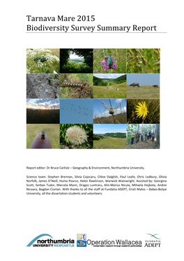 Tarnava Mare 2015 Biodiversity Survey Summary Report
