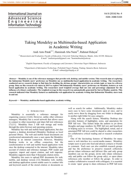 Taking Mendeley As Multimedia-Based Application in Academic Writing