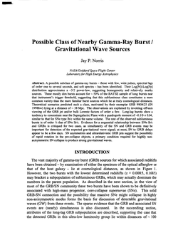Possible Class of Nearby Gamma-Ray Burst / Gravitational Wave Sources
