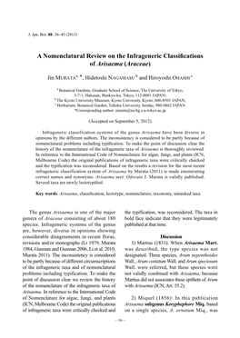 A Nomenclatural Review on the Infrageneric Classifications of Arisaema (Araceae)