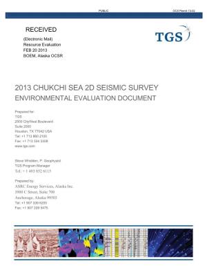 2013 Chukchi Sea 2D Seismic Survey Environmental Evaluation Document
