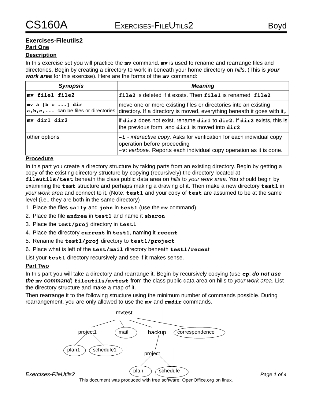 CS160A EXERCISES-FILEUTILS2 Boyd